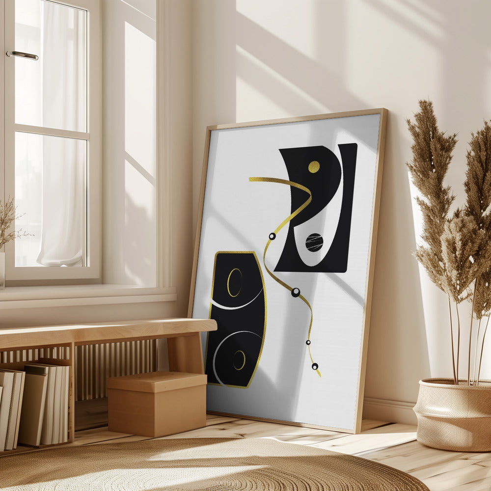 Black & White Abstract No. 2 | gold Poster